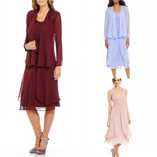 elegant sequined lace chiffon mother of the bride groom dresses with long sleeve jacket tiered skirt knee length burgundy lavender blush, Black;red
elegant sequined lace chiffon mother of the bride groom dresses with long sleeve jacket tiered skirt knee length burgundy lavender blush, Black;red