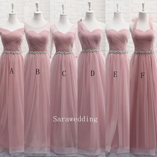 blush pink tulle long bridesmaid dress lace up new wedding party dresses 6 style mixed order, White;pink
blush pink tulle long bridesmaid dress lace up new wedding party dresses 6 style mixed order, White;pink
