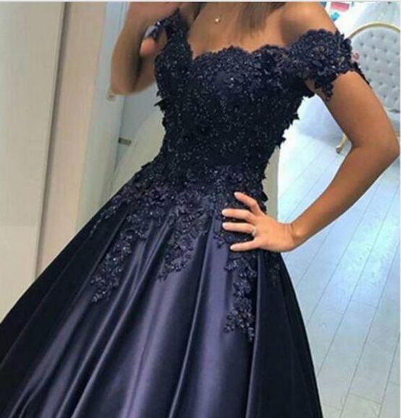 2017 ball gown navy blue arabic formal prom dresses off the shoulder beaded lace appliques princess colorful bridal gowns, Black
2017 ball gown navy blue arabic formal prom dresses off the shoulder beaded lace appliques princess colorful bridal gowns, Black