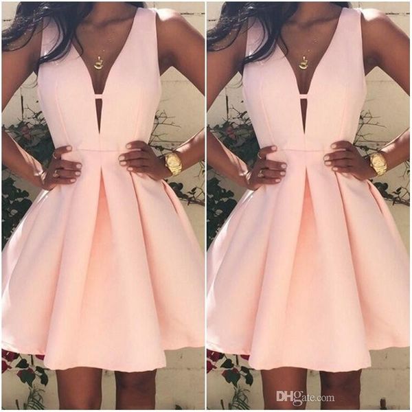 2017 pink short cocktail dresses v neck backless stain mini stain ruffles prom party dress custom made special occasion gowns, Black
2017 pink short cocktail dresses v neck backless stain mini stain ruffles prom party dress custom made special occasion gowns, Black