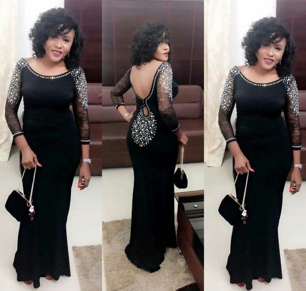 three quarter lace sleeve black sheath evening dresses scoop sparkly beaded sequins formal dresses backless mother's dresses evening pa, Black;red
three quarter lace sleeve black sheath evening dresses scoop sparkly beaded sequins formal dresses backless mother's dresses evening pa, Black;red