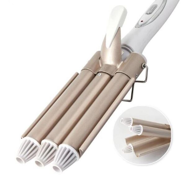 

3 triple barrel ceramic hair curler electric curling iron wand salon curl waver roller hair styling tools 110-220v eu plug