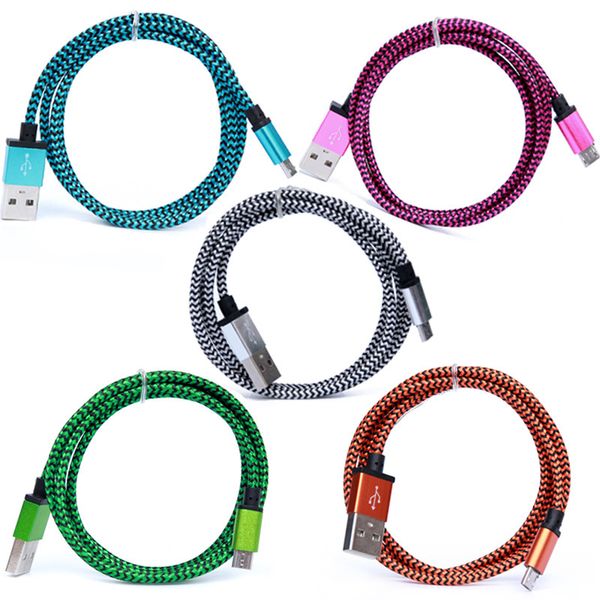 

универсальный USB кабель 1М/2М microUSB для 2А тканевой оплетке кабели данных V8 3 фута/6 футов высокоскоростной стальная сетка заряда/синхронизации данных USB кабель