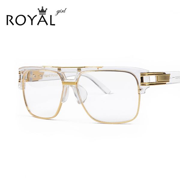 

wholesale- roya girl luxury women lasses frame vintage oversize clear lens glasses men eyeglasses frames acetate spectacles ss098, Silver