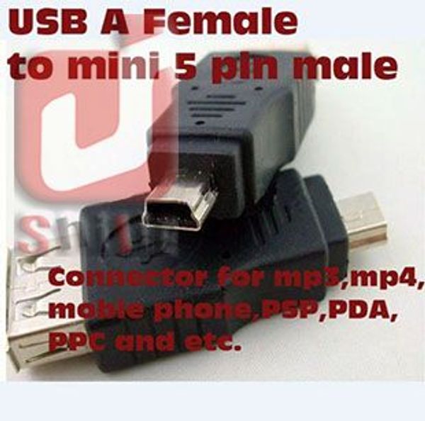 ping black usb a to mini b adapter converter 5pin usb cable for mp3 mp4 wholesale 500pcs/lot
ping black usb a to mini b adapter converter 5pin usb cable for mp3 mp4 wholesale 500pcs/lot