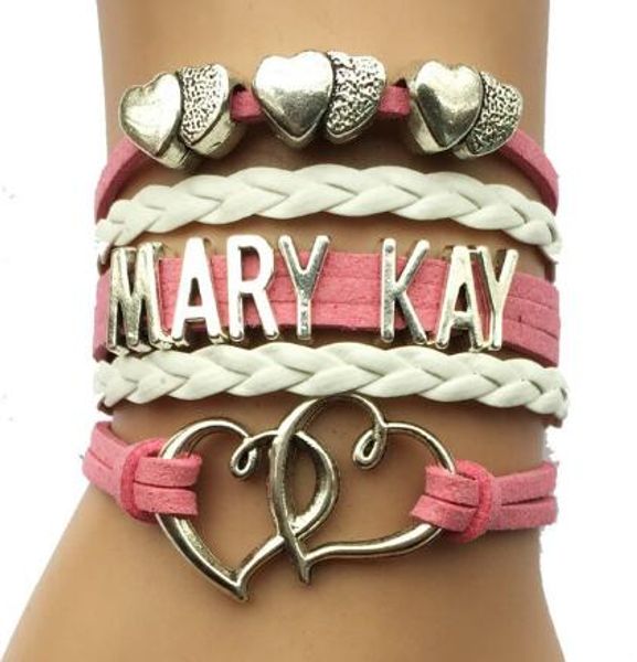 10pcs diy handmade drop shipping pink mary kay bracelet- double heart silver plated leather friendship cosmetics customizied fashion jewelry, Golden;silver
10pcs diy handmade drop shipping pink mary kay bracelet- double heart silver plated leather friendship cosmetics customizied fashion jewelry, Golden;silver