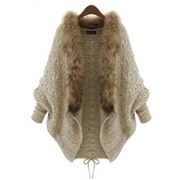 wholesale- women winter cardigan thick poncho capes pull femme autumn brand fashion knitted fur collar wool sweater jacket bat sleeve coat, White;black
wholesale- women winter cardigan thick poncho capes pull femme autumn brand fashion knitted fur collar wool sweater jacket bat sleeve coat, White;black