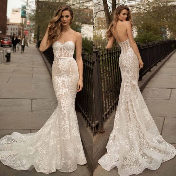 berta full lace mermaid wedding dresses sweetheart neck illusion bodice sweep train open back appliqued bridal gowns, White
berta full lace mermaid wedding dresses sweetheart neck illusion bodice sweep train open back appliqued bridal gowns, White