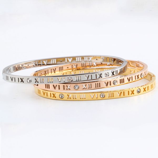 wholesale- 2016 delicate smart roman hollow numerals letter stainless steel titanium bangle bracelets crystal rhinstones women pulseiras, Golden;silver
wholesale- 2016 delicate smart roman hollow numerals letter stainless steel titanium bangle bracelets crystal rhinstones women pulseiras, Golden;silver