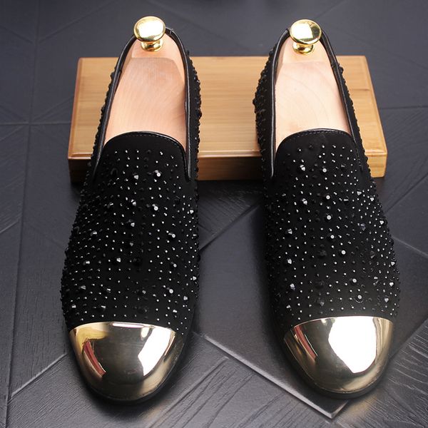 men's moccasins rhinestone rivets fashion mens loafers casual metal shoes toe party brand man nightclub driving flats oxfords psgew, Black
men's moccasins rhinestone rivets fashion mens loafers casual metal shoes toe party brand man nightclub driving flats oxfords psgew, Black