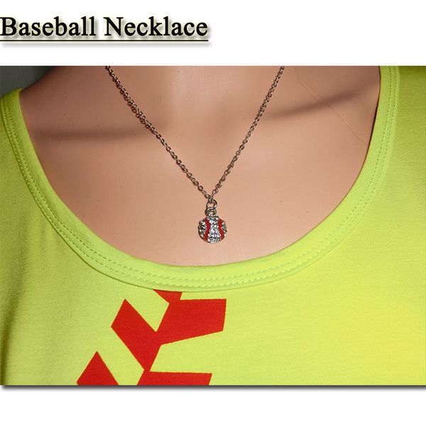 baseball softball rhinestone pendant with stainless steel chain gift necklace, Silver
baseball softball rhinestone pendant with stainless steel chain gift necklace, Silver