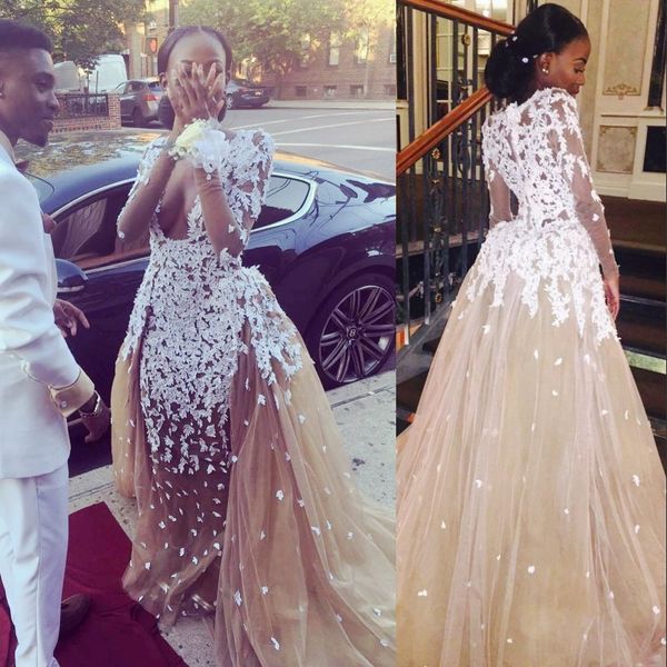 stunning plunging neckline prom dress zuhair murad long sleeves appliques evening gowns champagne tulle mermaid celebrity party dress, Black
stunning plunging neckline prom dress zuhair murad long sleeves appliques evening gowns champagne tulle mermaid celebrity party dress, Black