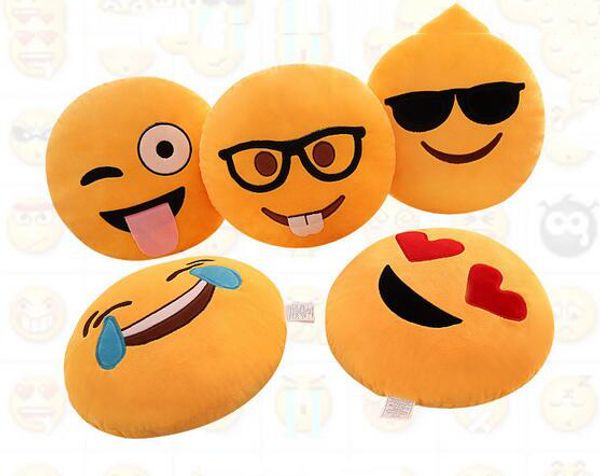 

20 styles 35cm emoji stuffed plush pillows qq expression cushion cartoon smiley pillow cushions yellow round pillow stuffed plush toys gifts