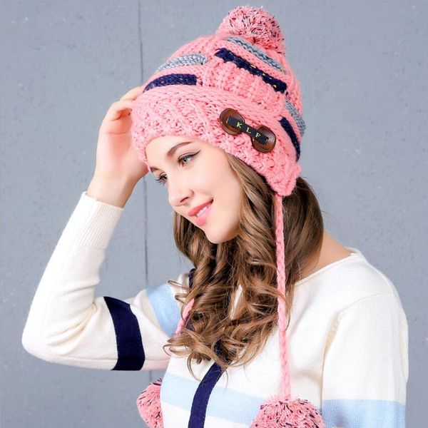 women's knitted beanie skullies warm hats with earbud autumn winter outdoors warm headwear crochet mink ball poms berets lc&jn, Blue;gray
women's knitted beanie skullies warm hats with earbud autumn winter outdoors warm headwear crochet mink ball poms berets lc&jn, Blue;gray