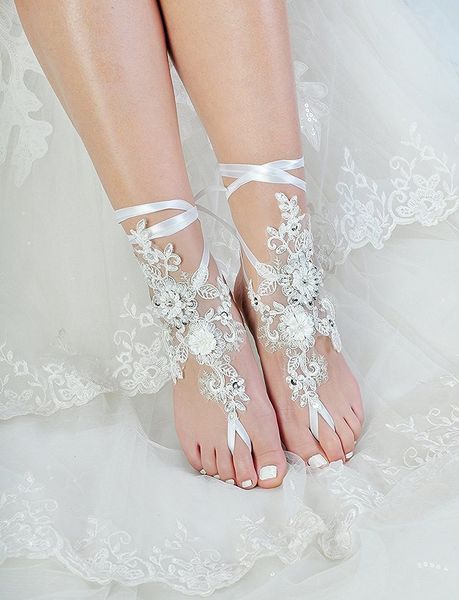 2019 white bridal shoes beach wedding size bead bridal accessories lace appliques footchain in stock
2019 white bridal shoes beach wedding size bead bridal accessories lace appliques footchain in stock