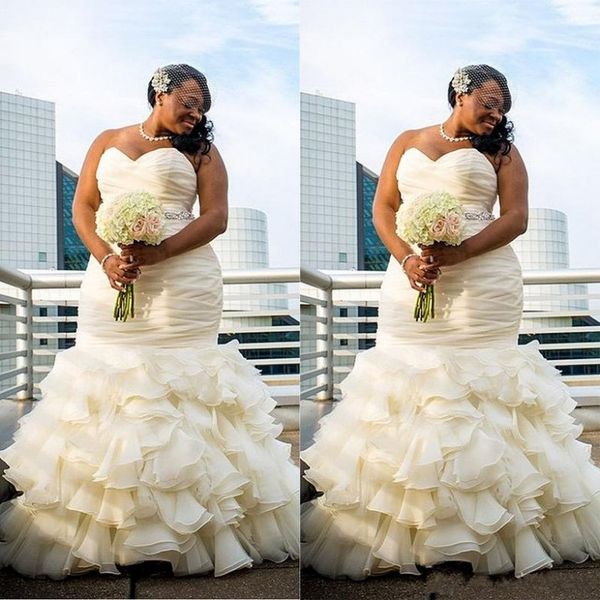 vintage plus size mermaid wedding dresses ruched cascading ruffles sweetheart floor length long dubai arabic bridakl gowns, White
vintage plus size mermaid wedding dresses ruched cascading ruffles sweetheart floor length long dubai arabic bridakl gowns, White