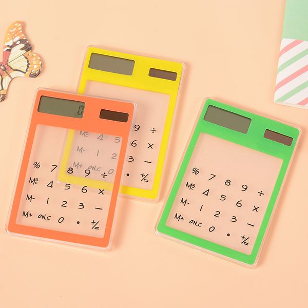 Mini Handheld Ultra-thin Card Portable Calculator Solar Power Transparent Touch Screen Calculator