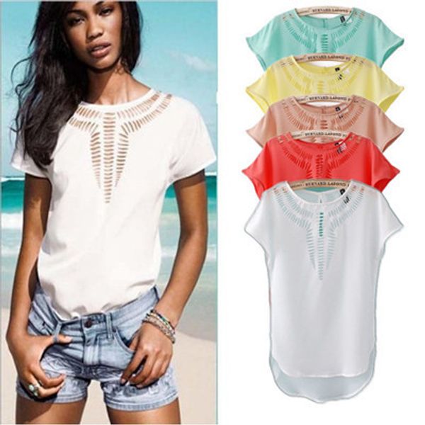 wholesale-6 colors new arrive brands solid color hollow white chiffon women t shirt cute casual ladies tees fashion blusa
wholesale-6 colors new arrive brands solid color hollow white chiffon women t shirt cute casual ladies tees fashion blusa
