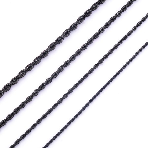 wholesale- 2/3/4/5 mm black tone rope chain stainless steel necklace for men and women black fashion rope chain jewelry, Silver
wholesale- 2/3/4/5 mm black tone rope chain stainless steel necklace for men and women black fashion rope chain jewelry, Silver