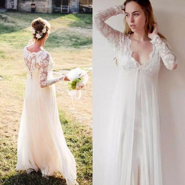 2017 simple maternity pregnant wedding dresses v neck long sleeve illusion back chiffon country bohemian bridal gowns en10101, White
2017 simple maternity pregnant wedding dresses v neck long sleeve illusion back chiffon country bohemian bridal gowns en10101, White