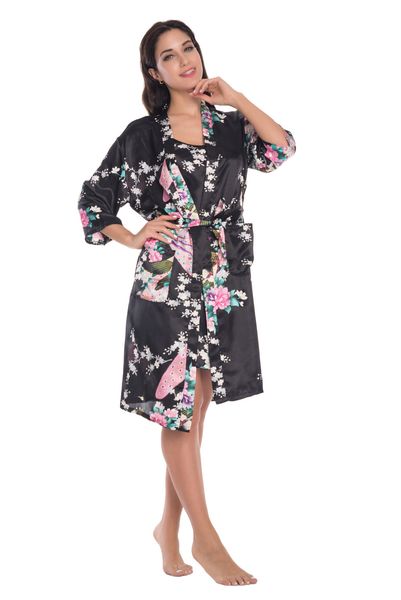 wholesale- fress shipping swan mate women's gorgeous kimono two sets, Black;red