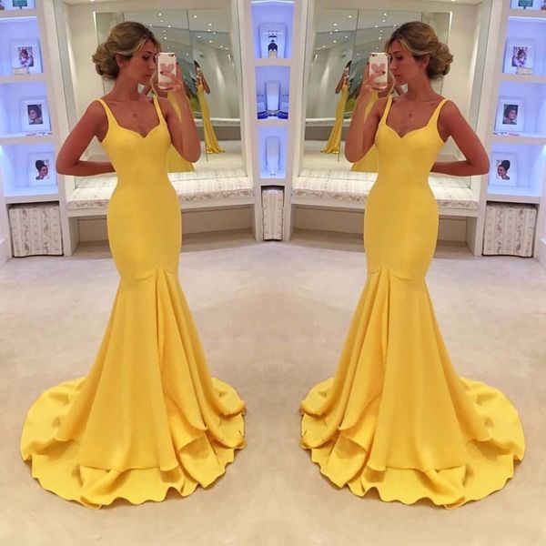 elastic satin mermaid long yellow evening dress spaghetti strap zipper up sweep train prom party dresses vestido de festa, Black
elastic satin mermaid long yellow evening dress spaghetti strap zipper up sweep train prom party dresses vestido de festa, Black