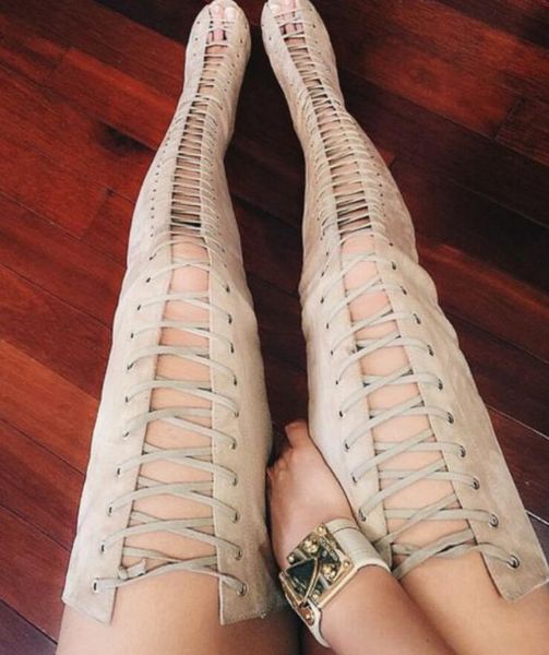 2017 summer over knee high boots suede leather gladiator sandals boots lace up women thigh high booties mujer botas party shoes peep toe, Black
2017 summer over knee high boots suede leather gladiator sandals boots lace up women thigh high booties mujer botas party shoes peep toe, Black