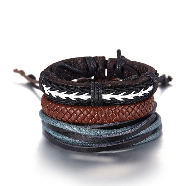wholesale- 1set 3pcs punk vintage multilayer leather bracelets for women men jewelry bohemian braided bangles adjustable, Golden;silver
wholesale- 1set 3pcs punk vintage multilayer leather bracelets for women men jewelry bohemian braided bangles adjustable, Golden;silver