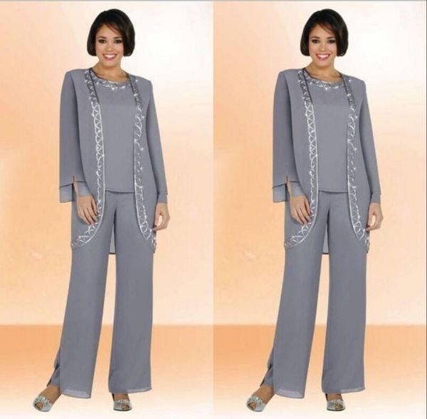 2018 vintage silver long plus size mother of the bride pant suits with long sleeve jacket embroidery formal gowns custom made, Black;red 
2018 vintage silver long plus size mother of the bride pant suits with long sleeve jacket embroidery formal gowns custom made, Black;red