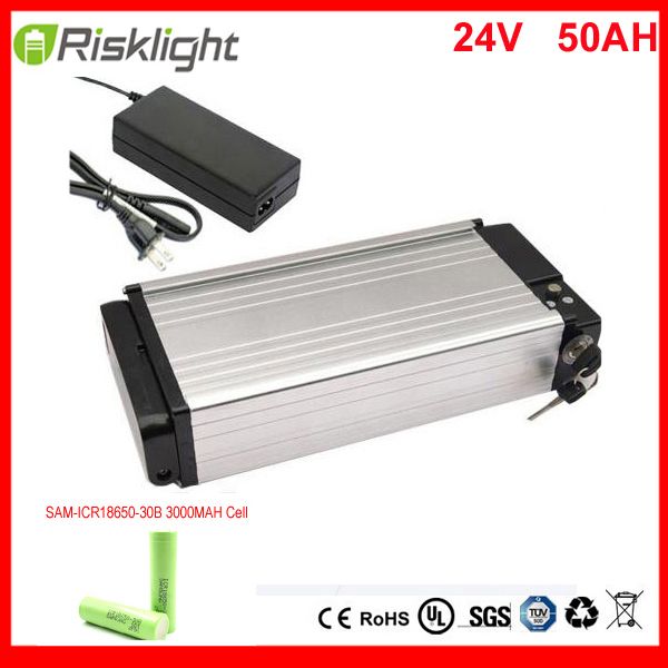 High power 24v 50ah rechargeable lithium battery 24V rear rack ebike battery with charger and bms For Samsung 18650 cell
High power 24v 50ah rechargeable lithium battery 24V rear rack ebike battery with charger and bms For Samsung 18650 cell