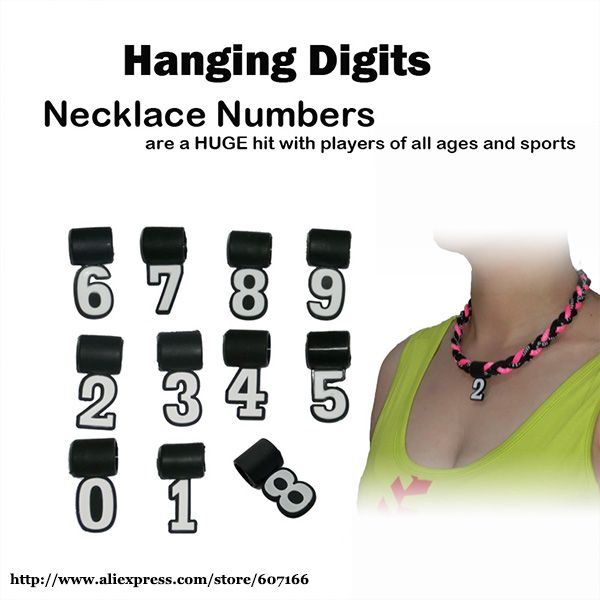Number Pendant with silicone charms men for Baseball Softball sport Necklace Free shipping