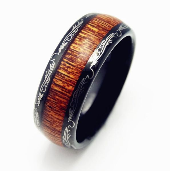 8mm koa wood tungsten carbide ring high polish black plated laser engraving fashion jewelry ring christmas thanksgiving gifts for couples, Silver
8mm koa wood tungsten carbide ring high polish black plated laser engraving fashion jewelry ring christmas thanksgiving gifts for couples, Silver