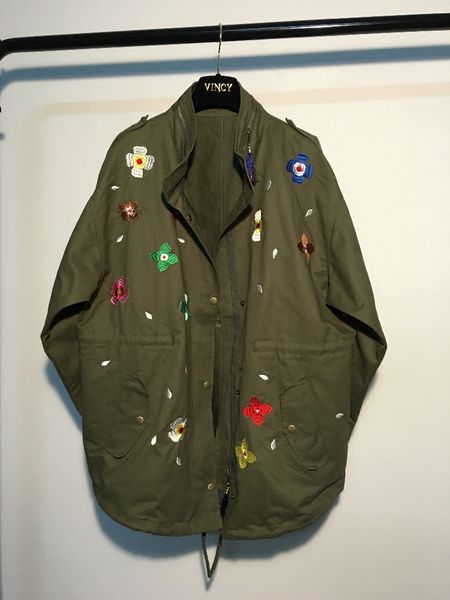 women's jackets wholesale- floral embroidery jacket coat 2021 spring green black belt slim women loose outwear over size, Black;brown
women's jackets wholesale- floral embroidery jacket coat 2021 spring green black belt slim women loose outwear over size, Black;brown