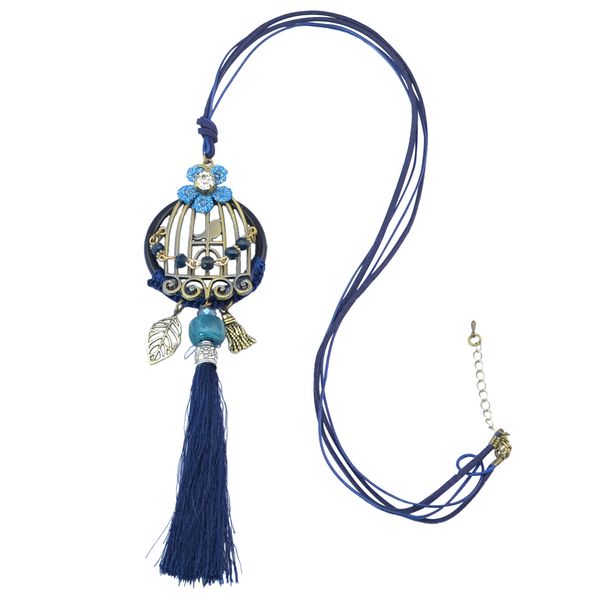 idealway wine blue bohemian leather chain theads tassel charms crystal rhinestone flower leaf birdcage pendant necklace, Golden;silver
idealway wine blue bohemian leather chain theads tassel charms crystal rhinestone flower leaf birdcage pendant necklace, Golden;silver
