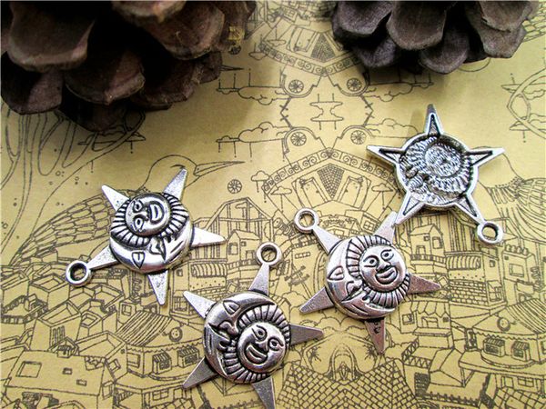 60pcs-celestial charms, antique tibetan silver sun moon and star charm pendant 27x25mm, Bronze;silver
60pcs-celestial charms, antique tibetan silver sun moon and star charm pendant 27x25mm, Bronze;silver
