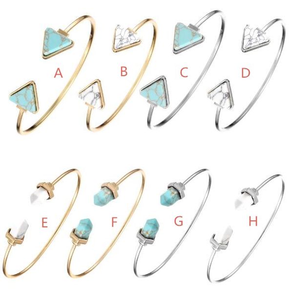 fashion hexagonal prism triangle shaped natural white turquoise stone bracelet gold plated open bracelets for women fine jewelry, Golden;silver
fashion hexagonal prism triangle shaped natural white turquoise stone bracelet gold plated open bracelets for women fine jewelry, Golden;silver