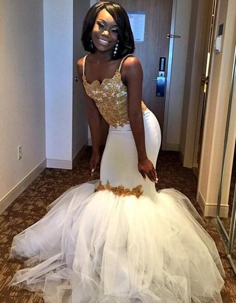 mermaid white and gold african prom dresses with tulle puffy skirt spaghetti straps lace corset arabic party gowns 2017, Black
mermaid white and gold african prom dresses with tulle puffy skirt spaghetti straps lace corset arabic party gowns 2017, Black