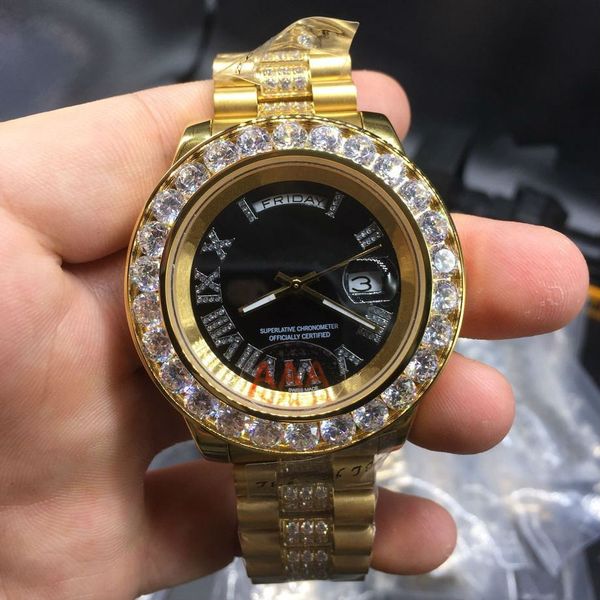new big diamond automatic men's watches high-quality brand golden stainless steel black dial 43mm diamond watch, Slivery;brown
new big diamond automatic men's watches high-quality brand golden stainless steel black dial 43mm diamond watch, Slivery;brown