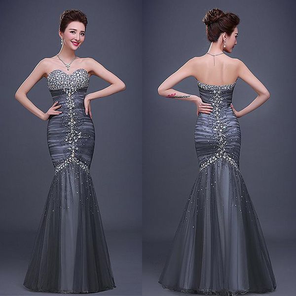 fabulous tulle sweetheart neckline mermaid long evening dress silver crystals prom dress vestidos para formatura, Black
fabulous tulle sweetheart neckline mermaid long evening dress silver crystals prom dress vestidos para formatura, Black