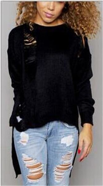women's sweaters wholesale-irregular tassel sweater dress autumn winter women ripped knitted pullovers long sleeve casual hollow out gv, White;black
women's sweaters wholesale-irregular tassel sweater dress autumn winter women ripped knitted pullovers long sleeve casual hollow out gv, White;black