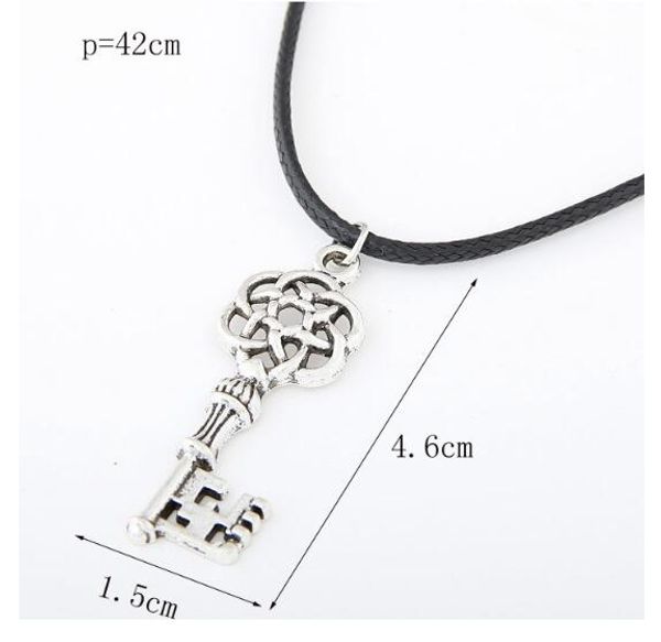 6pcs/lot alloy new arrival fashion popular metal retro hollow key leather rope pendnat necklace 420*45*15mm alloy wax rope necklace, Silver
6pcs/lot alloy new arrival fashion popular metal retro hollow key leather rope pendnat necklace 420*45*15mm alloy wax rope necklace, Silver