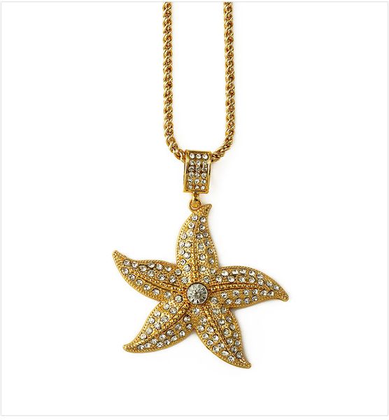 gold vacumm plated studded rhinestone starfish pendant necklace fashion jewelry hip hop costume jewelry chain length 75cm, Silver
gold vacumm plated studded rhinestone starfish pendant necklace fashion jewelry hip hop costume jewelry chain length 75cm, Silver