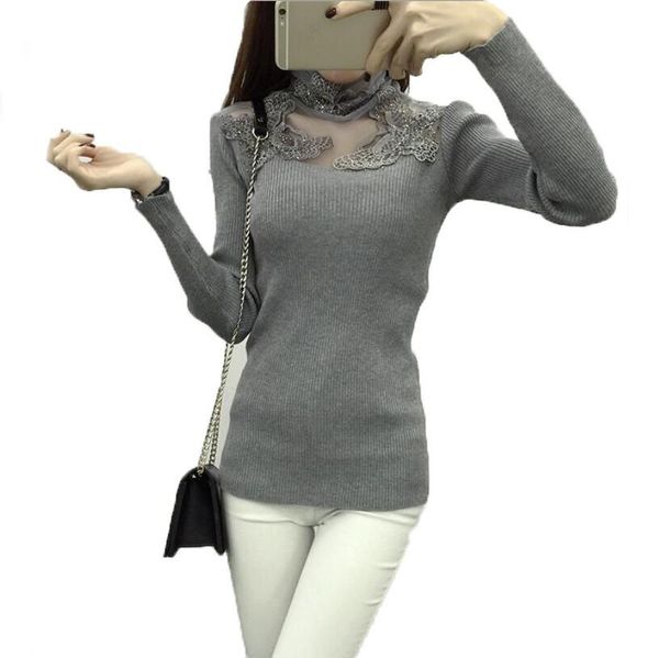 Женская высокая шея кружева свитер Сексуальная сетка высокая шея с длинным рукав
Женская высокая шея кружева свитер Сексуальная сетка высокая шея с длинным рукав