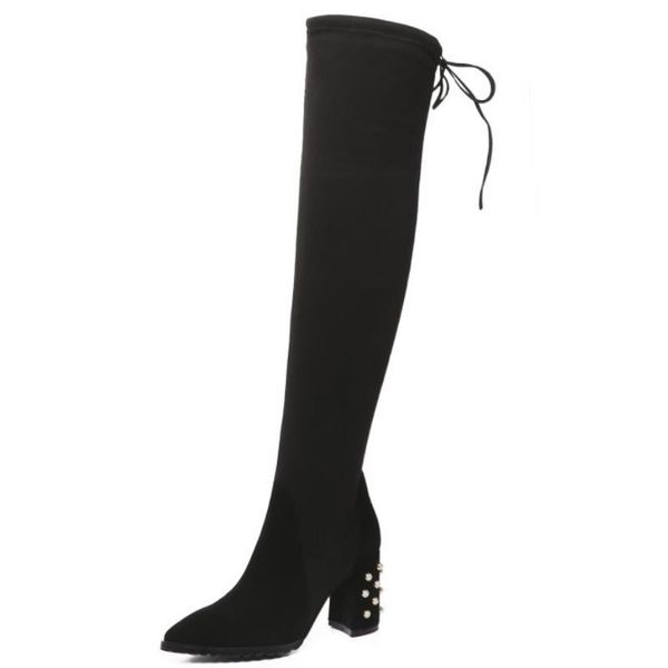 female real leather boots over the knee high snow boots women's fashion rivets winter thin high boots size 34-39, Black
female real leather boots over the knee high snow boots women's fashion rivets winter thin high boots size 34-39, Black