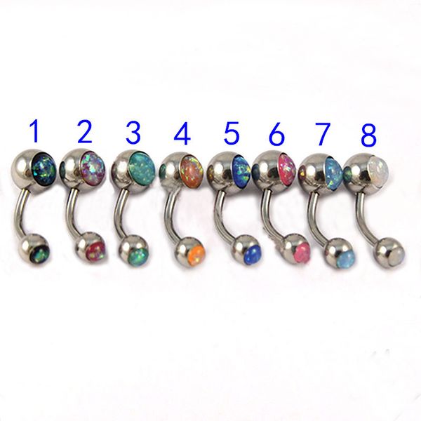 new opal belly bar button ring navel 316l stainless steel double gem popular body piercing jewelry for women 14g wholesale, Silver
new opal belly bar button ring navel 316l stainless steel double gem popular body piercing jewelry for women 14g wholesale, Silver