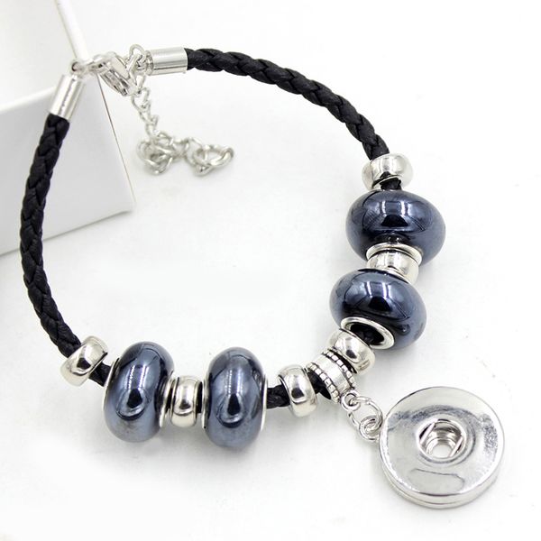 new arrival wholesale snap bracelet jewelry black leather ceramic bead bracelet for women fit diy interchangeable buttons pulsera bijoux, Golden;silver
new arrival wholesale snap bracelet jewelry black leather ceramic bead bracelet for women fit diy interchangeable buttons pulsera bijoux, Golden;silver