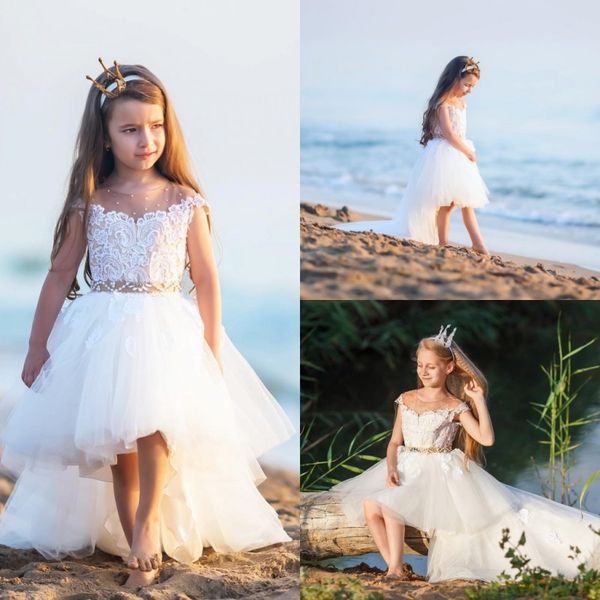 bead flower girl dress with train lace appliques hi lo little girls pagesnt dress little bride formal gowns, White;blue
bead flower girl dress with train lace appliques hi lo little girls pagesnt dress little bride formal gowns, White;blue