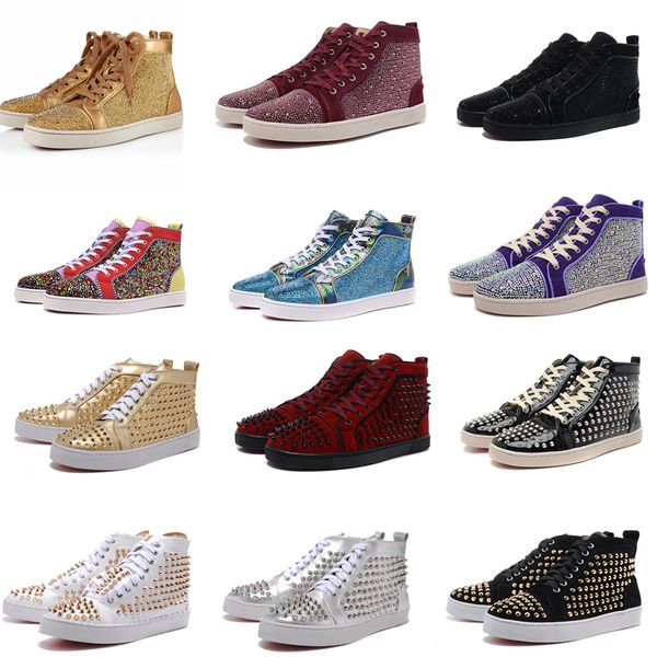 Unisex Top Mens Casual shoes Red Bottom loafers Spring Autumn Women Flats Studded gold Spikes Rhinestone Sneakers High cut Dress shoes
Unisex Top Mens Casual shoes Red Bottom loafers Spring Autumn Women Flats Studded gold Spikes Rhinestone Sneakers High cut Dress shoes