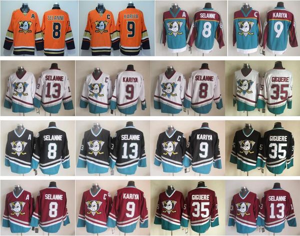 Anaheim Ducks Men 35 Jean-Sebastien Giguere Jersey 8 Teemu Selanne 9 Paul Kariya Ice Hockey Vintage CCM Stitched Red Black White
Anaheim Ducks Men 35 Jean-Sebastien Giguere Jersey 8 Teemu Selanne 9 Paul Kariya Ice Hockey Vintage CCM Stitched Red Black White