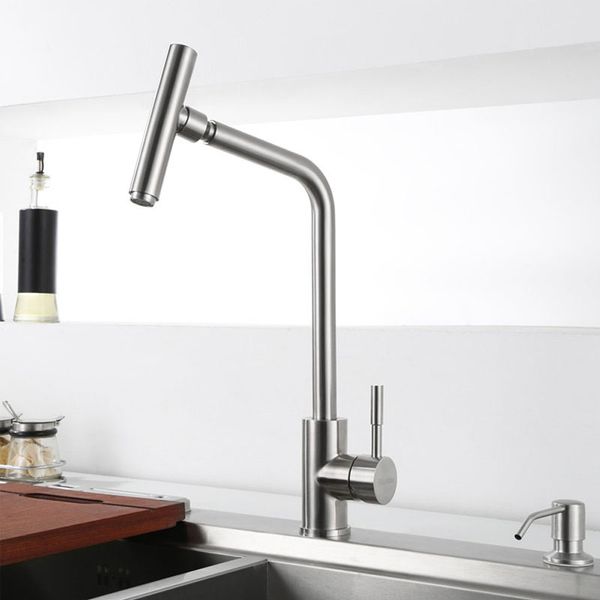 

wholesale- 720 degree rotating single handle kitchen faucet solid brass chrome finish spouts deck mount mixer contemporary l&s f16012